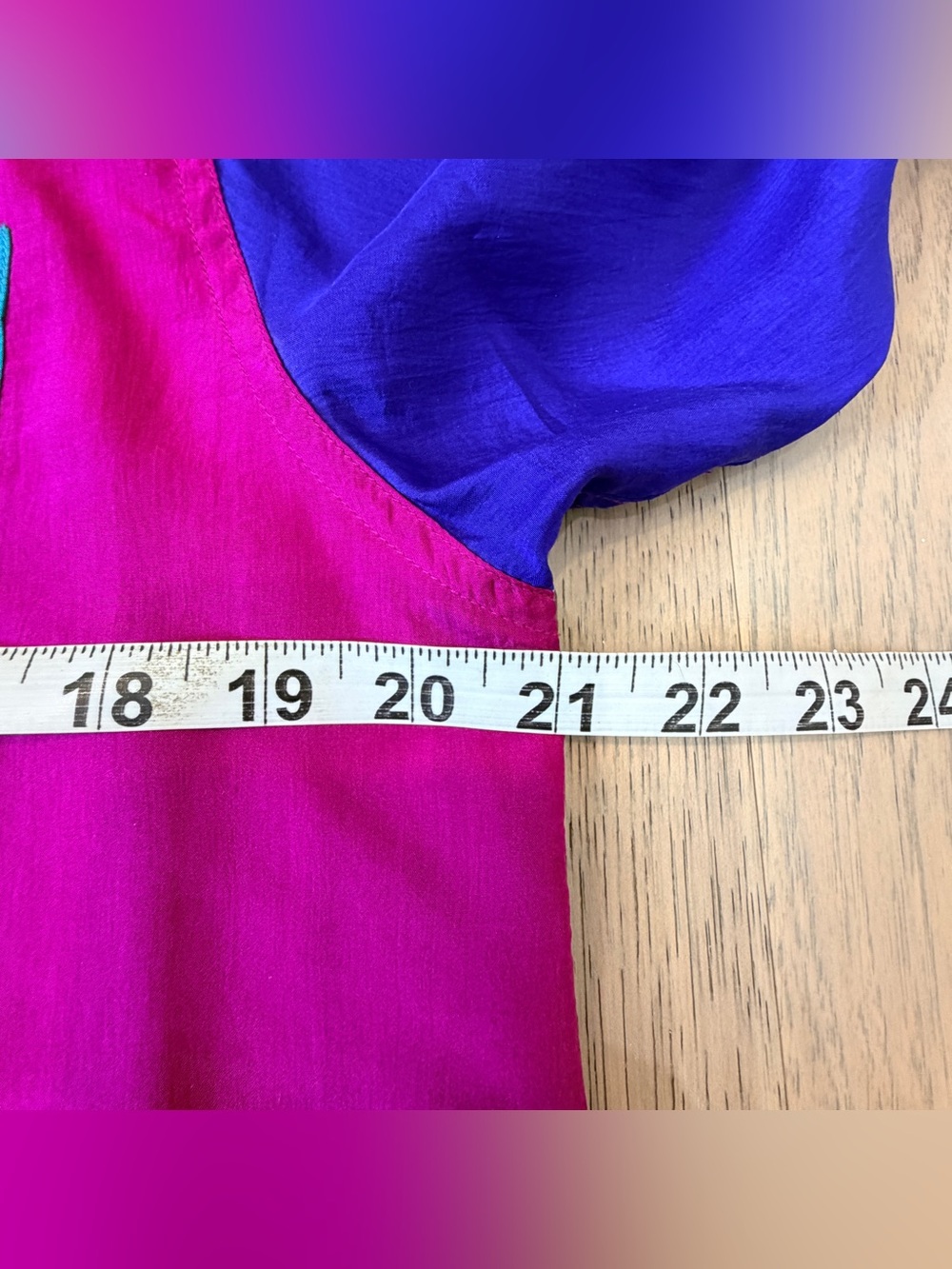 Vintage Silk Petite Sophisticate Color Block Blouse Medium Pink Teal Purple Y2K - Picture 12 of 13